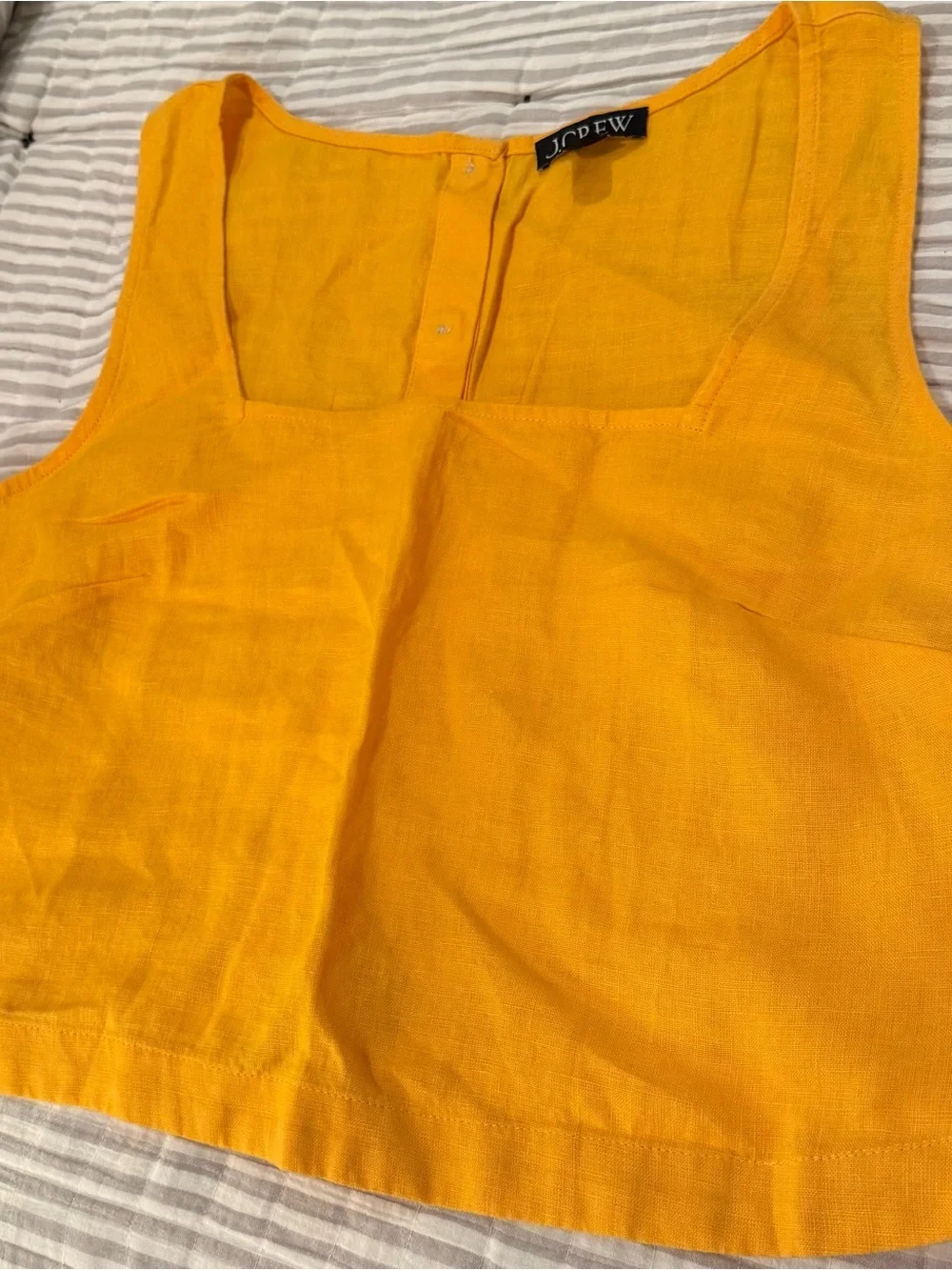J.Crew Juicy Orange Linen Square-Neck cropped Tank NWOT - Picture 2 of 6